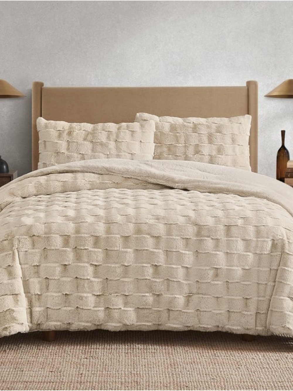 FRYE Faux Fur Comforter Set, 3-piece Set king size